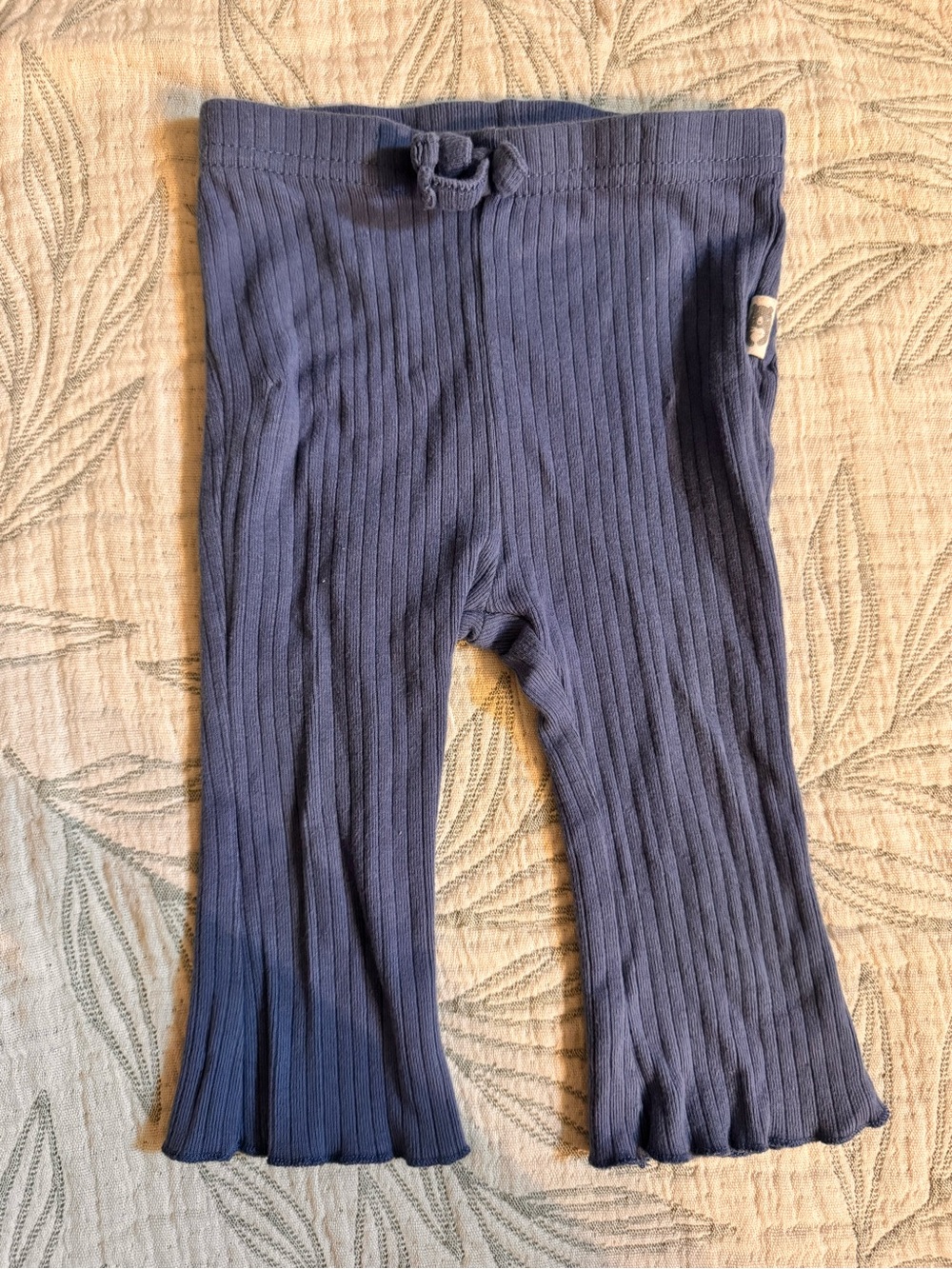 Rabbit + Bear Organic Cotton Ribbed Flare Leggings 6–9M | Blue